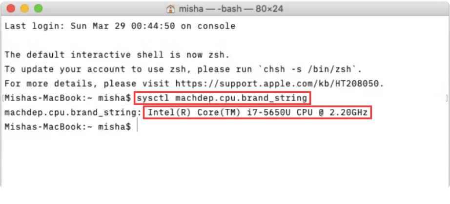mac os获取CPU信息
